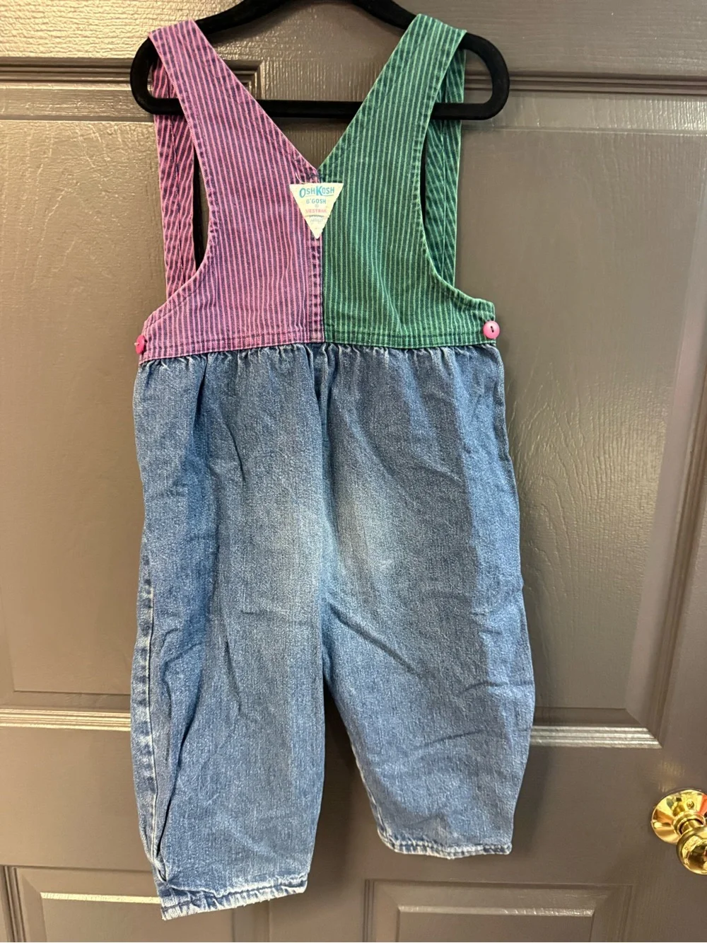 Vintage 80s OshKosh B'gosh Colorblock Denim Overalls
